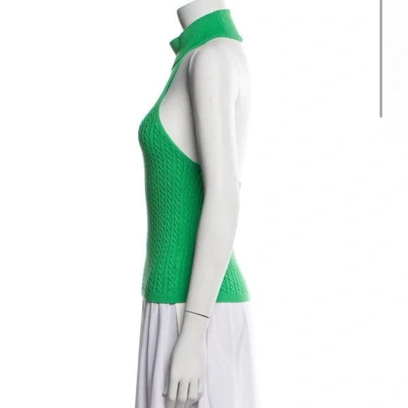 Alice + Olivia Ike Green Cable Halter Top Small $295 - Picture 4 of 9